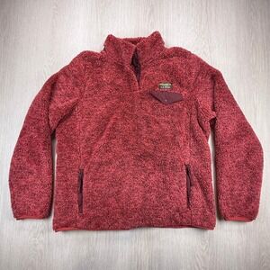 LL Bean Hi-Pile Fleece Pullover Jacket Cozy Outdoor Womens Large Red